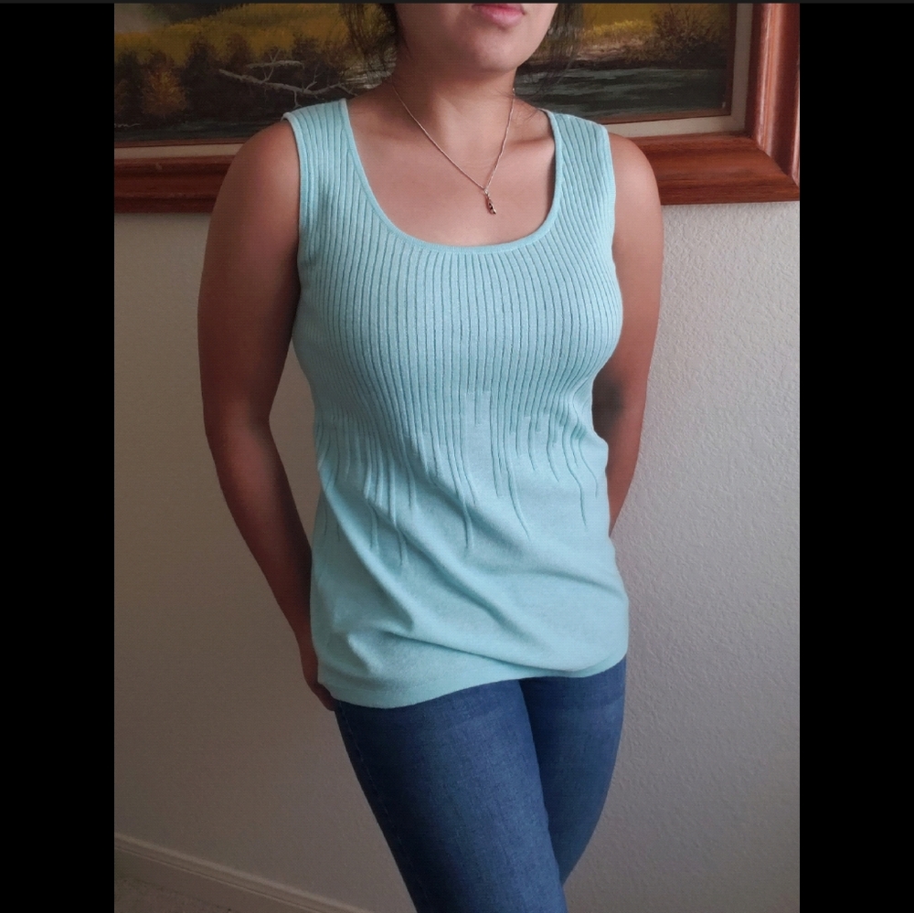 J.Jill Silk Light Blue Sleeveless Top Small
